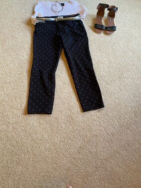 Old Navy Black Cropped Polka Dot Ankle Pants